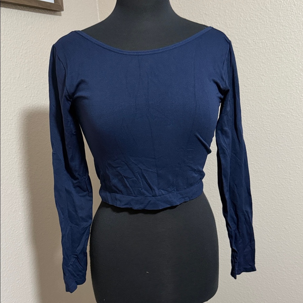Navy Blue crop top  long sleeve